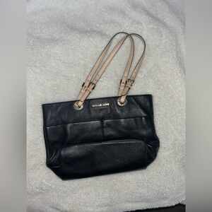 Michael Kors Black and Tan Leather Tote